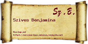Szives Benjamina névjegykártya